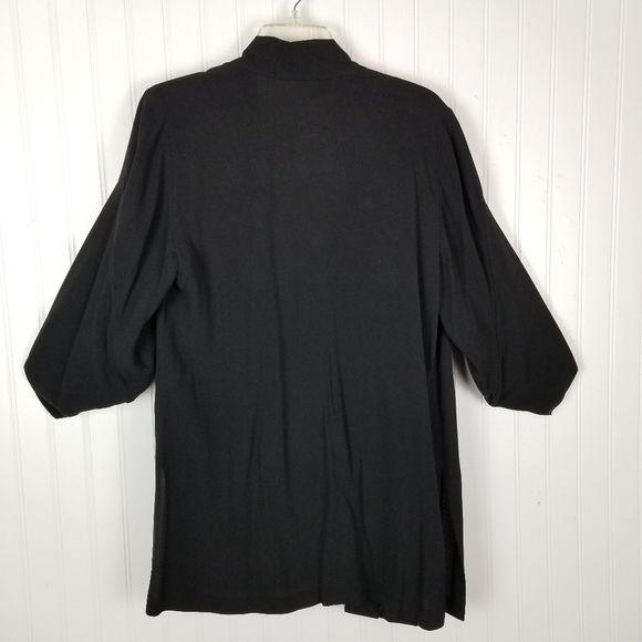 Eileen Fisher Womens Silk Black Open Front Cardigan Jacket Size Small 1/2 Sleeve - Picture 2 of 10